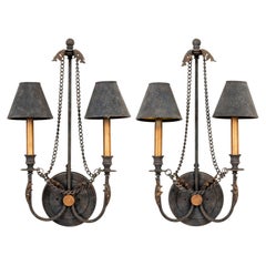 Coppia di lampade con catene drappeggiate