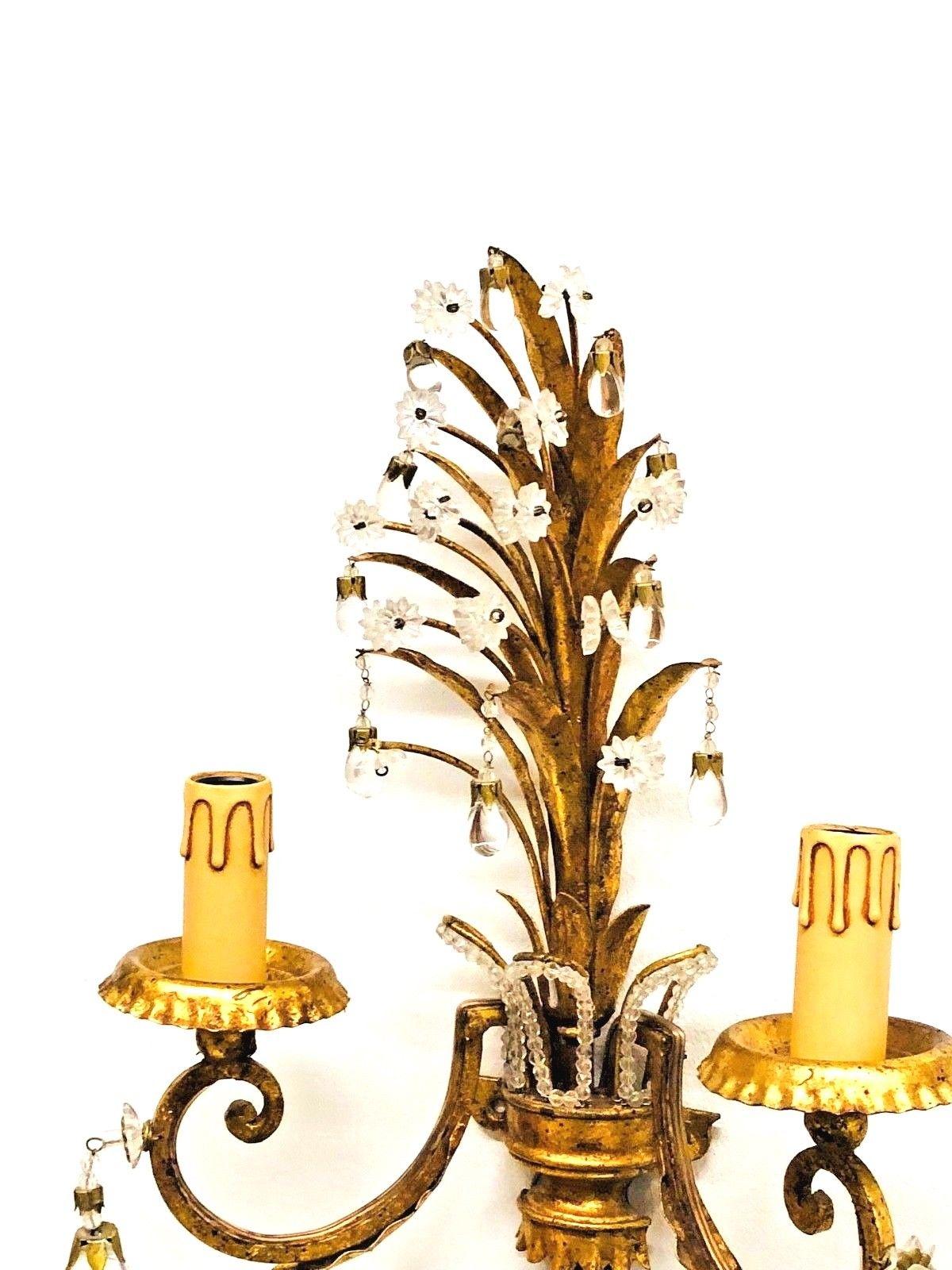 Pair of Sconces with Pineapple Leaves in the Style of Maison Baguès 2