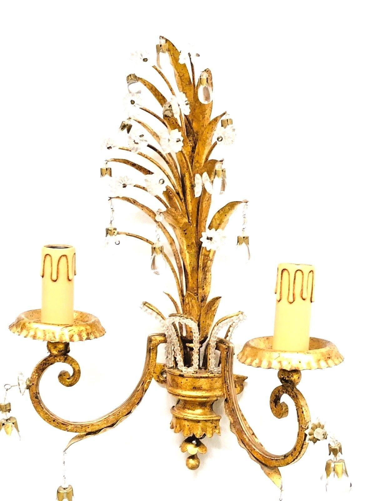 Pair of Sconces with Pineapple Leaves in the Style of Maison Baguès 3