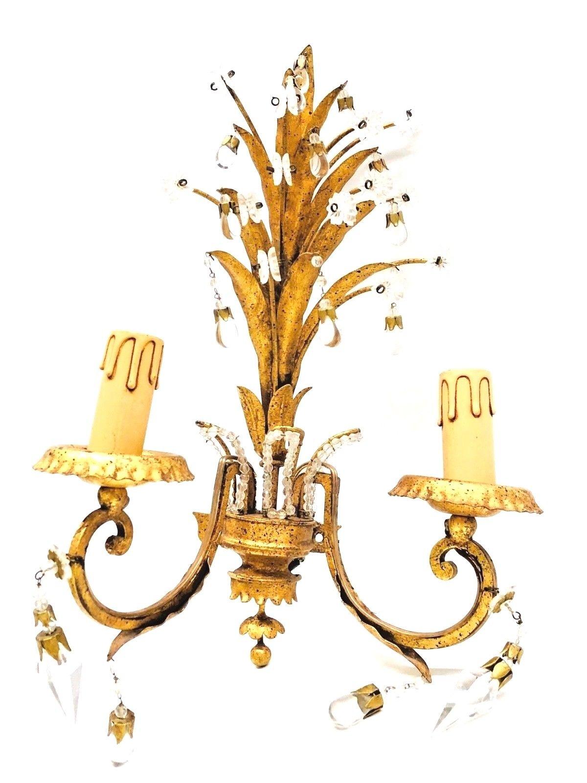 Pair of Sconces with Pineapple Leaves in the Style of Maison Baguès 4