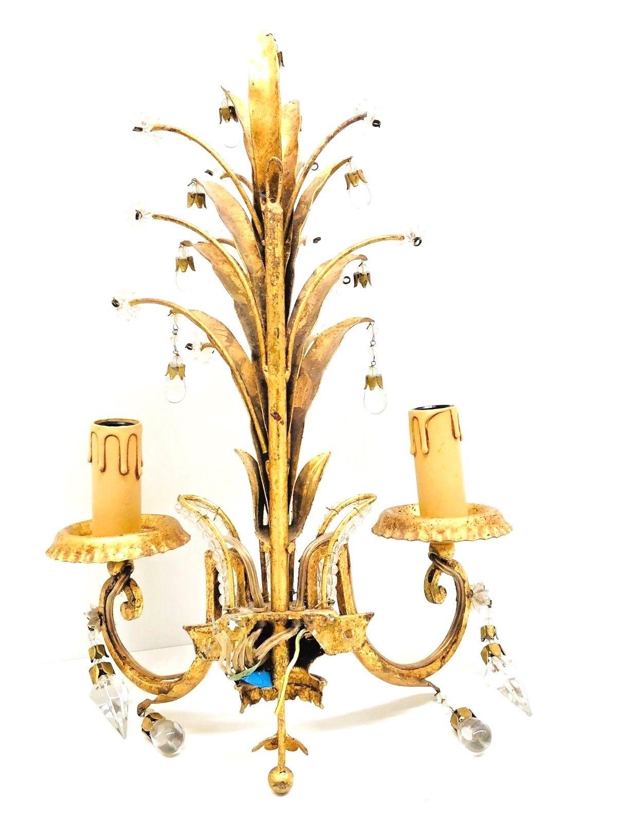 Pair of Sconces with Pineapple Leaves in the Style of Maison Baguès 6