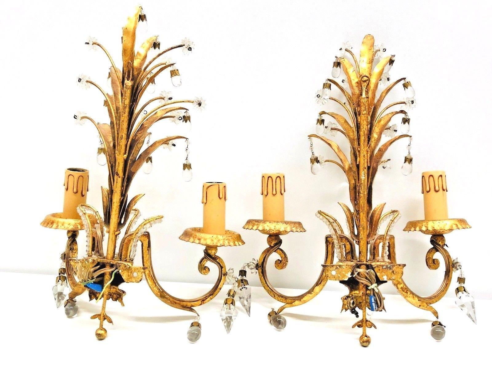 Pair of Sconces with Pineapple Leaves in the Style of Maison Baguès 7