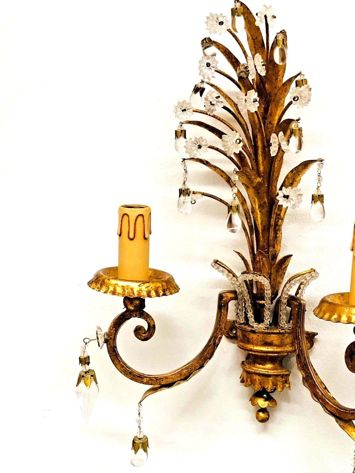 Pair of Sconces with Pineapple Leaves in the Style of Maison Baguès 1