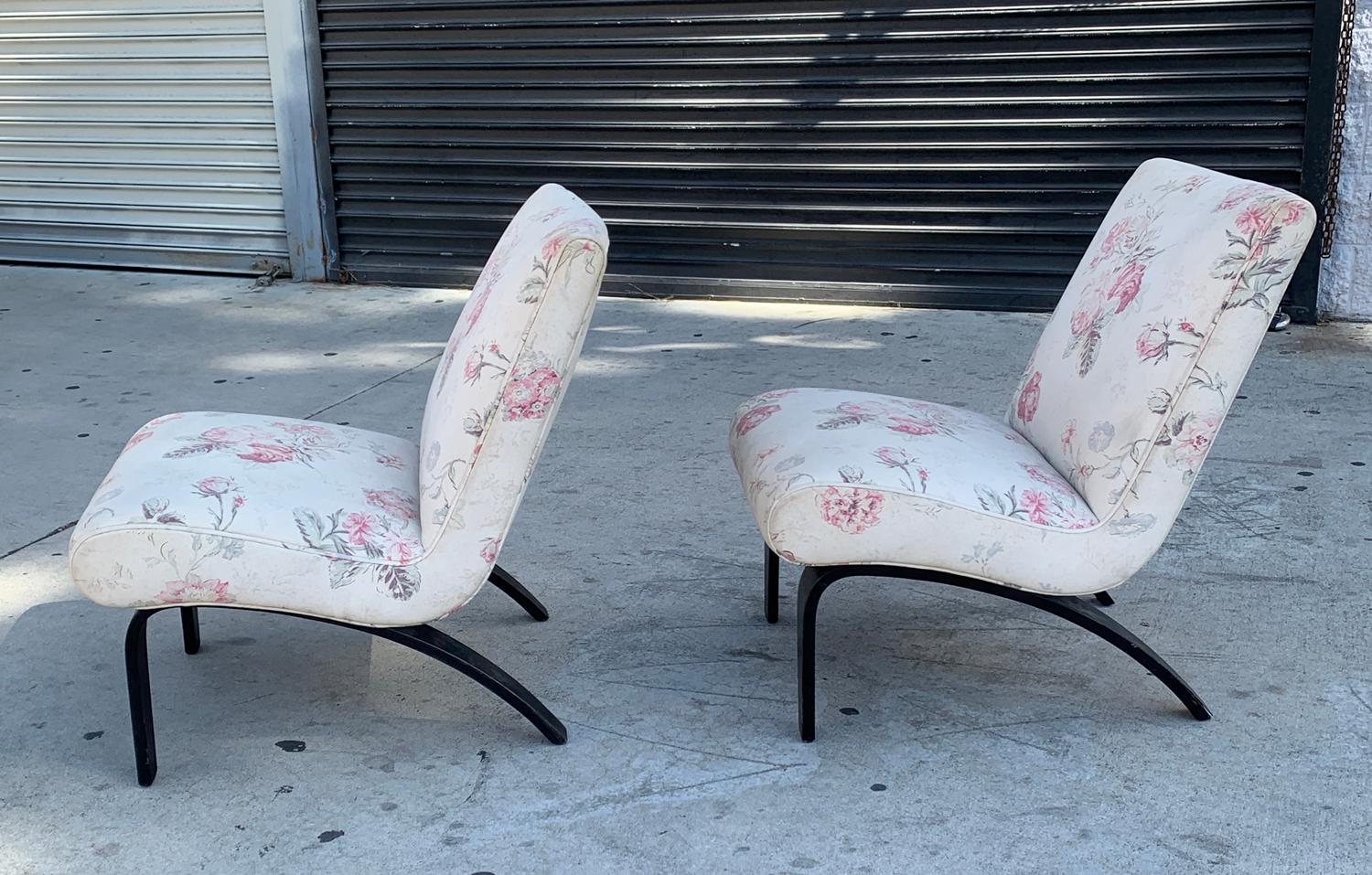 Pair of Scoop Chairs Attb to Milo Baughman In Good Condition In Los Angeles, CA