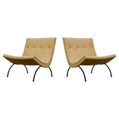 Pair of Scoop Chairs by Milo Baughman for James Inc, c 1950s, Signed