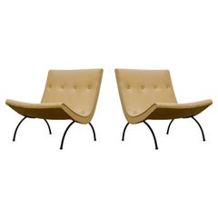 Pair of Scoop Chairs by Milo Baughman for James Inc, c 1950s, Signed