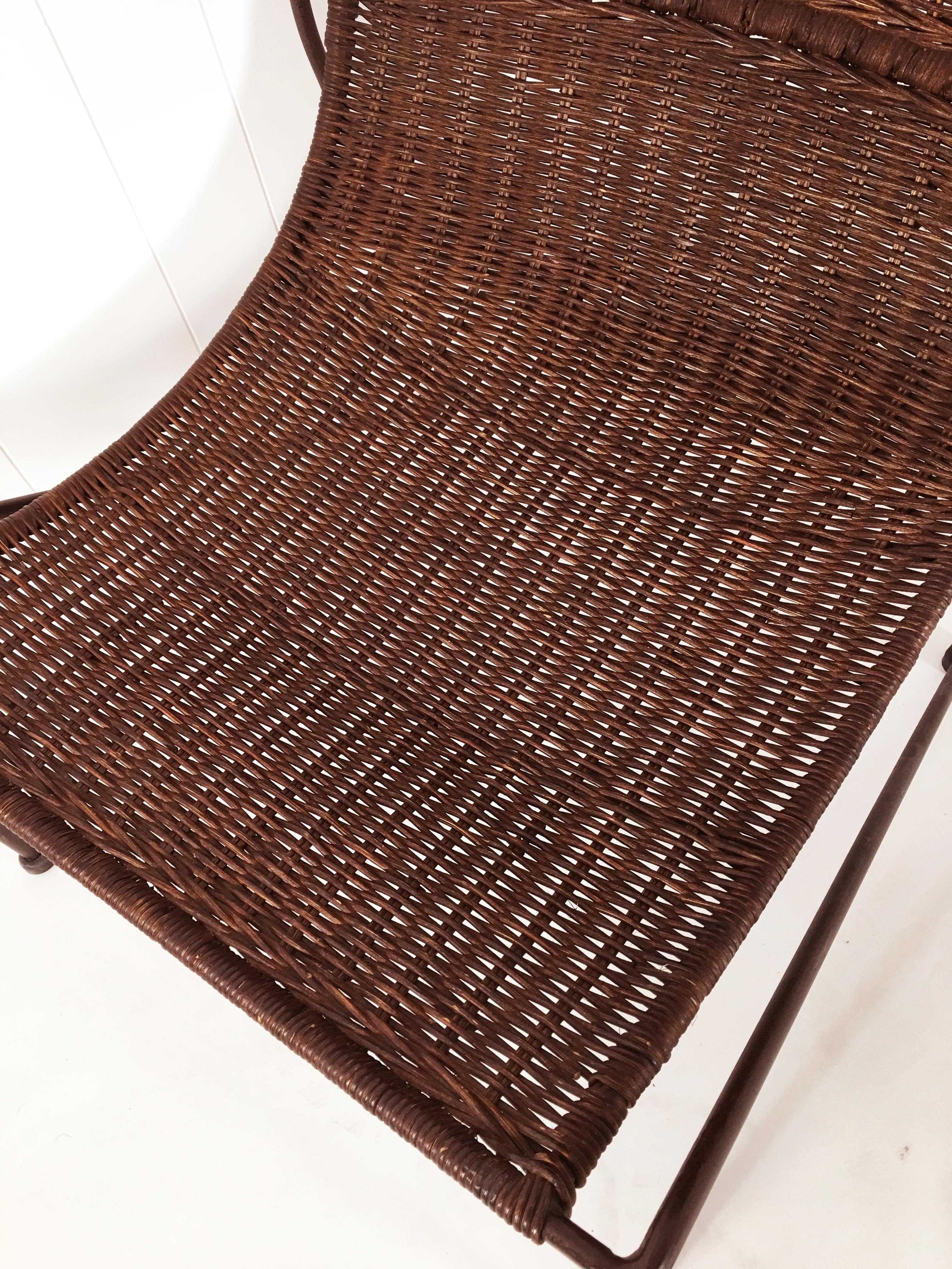 Hand-Woven Pair of Scoop Chairs in Wicker Rattan