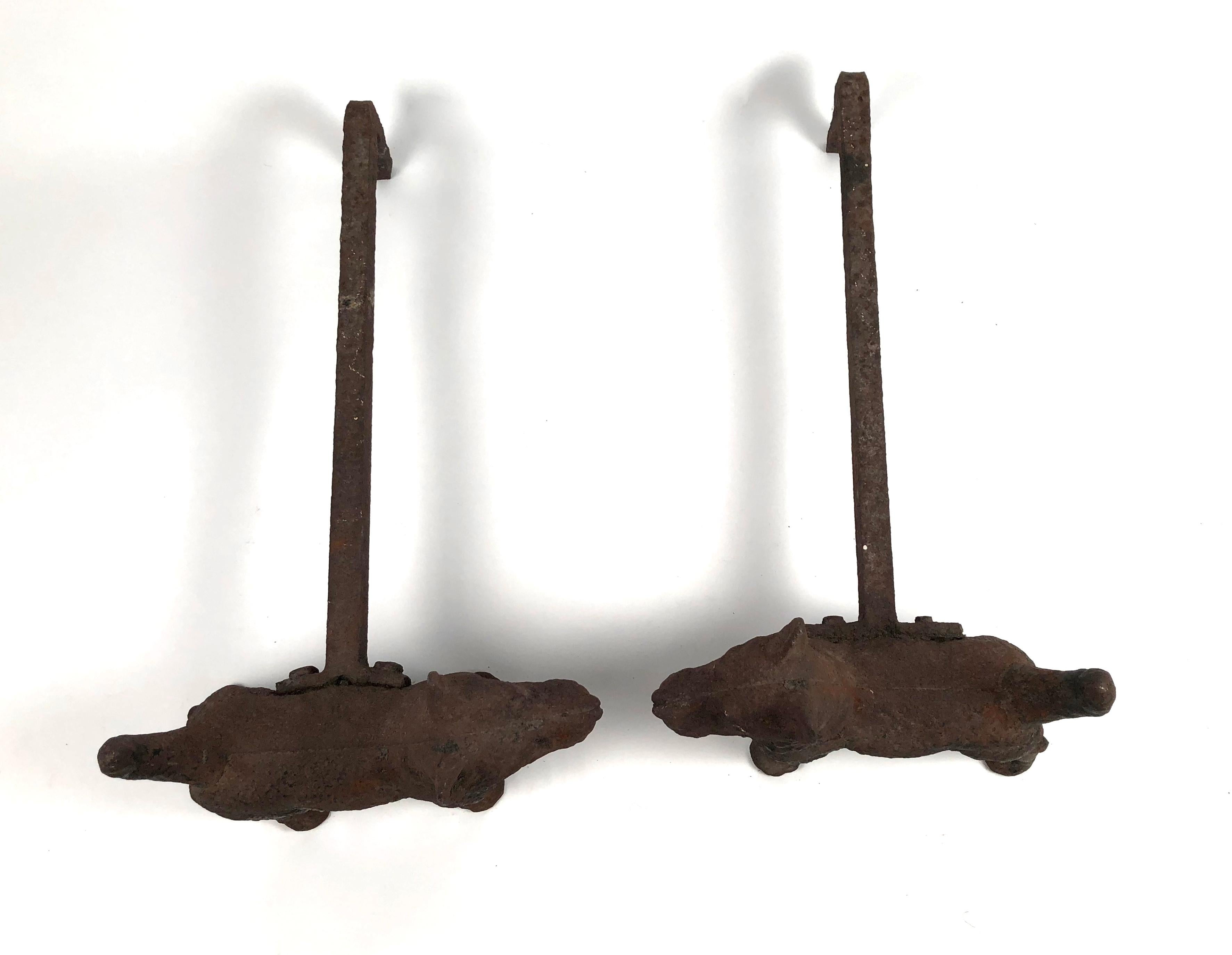 Iron Pair of Scottie Dog Andirons