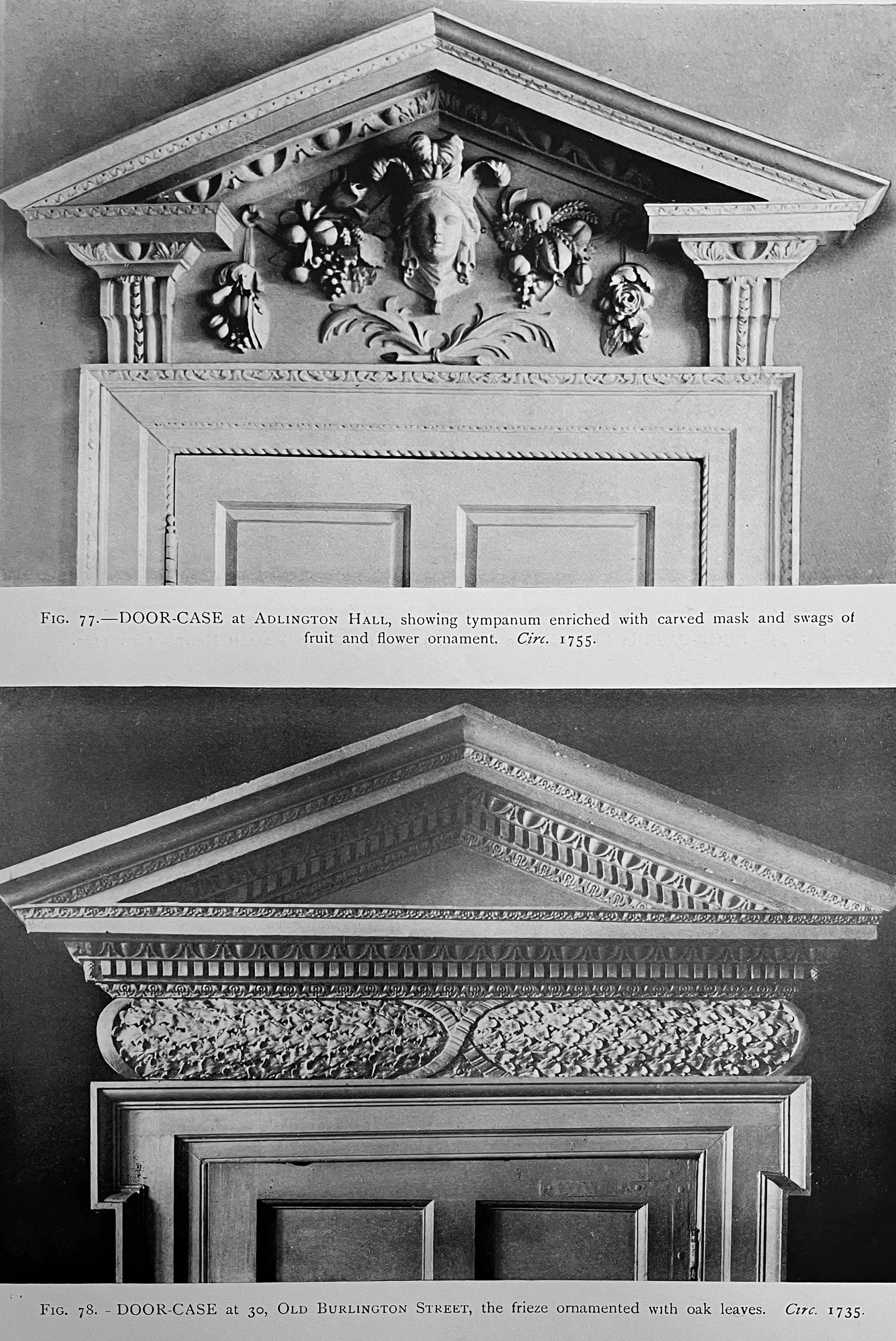 Pair of Scottish 19th century mahogany overdoor pediments For Sale 5