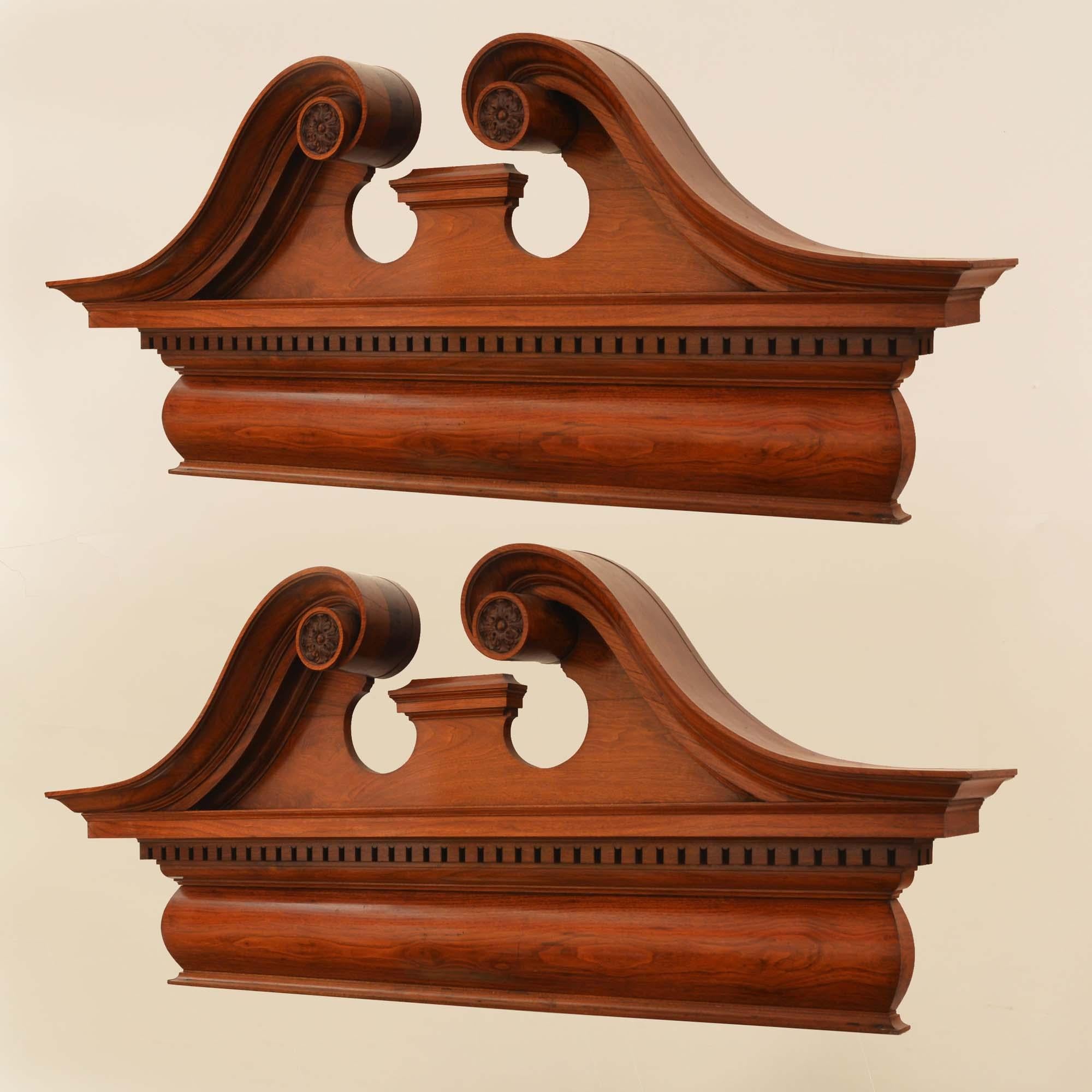 Pair of Scottish 19th century mahogany overdoor pediments In Good Condition For Sale In Castle Douglas, GB