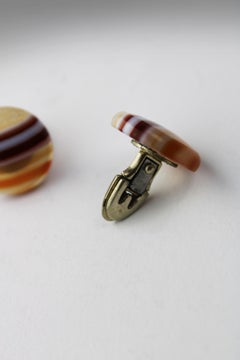 Pair of Scottish Agate Cufflinks polished stone Art Deco 1900 Scotland