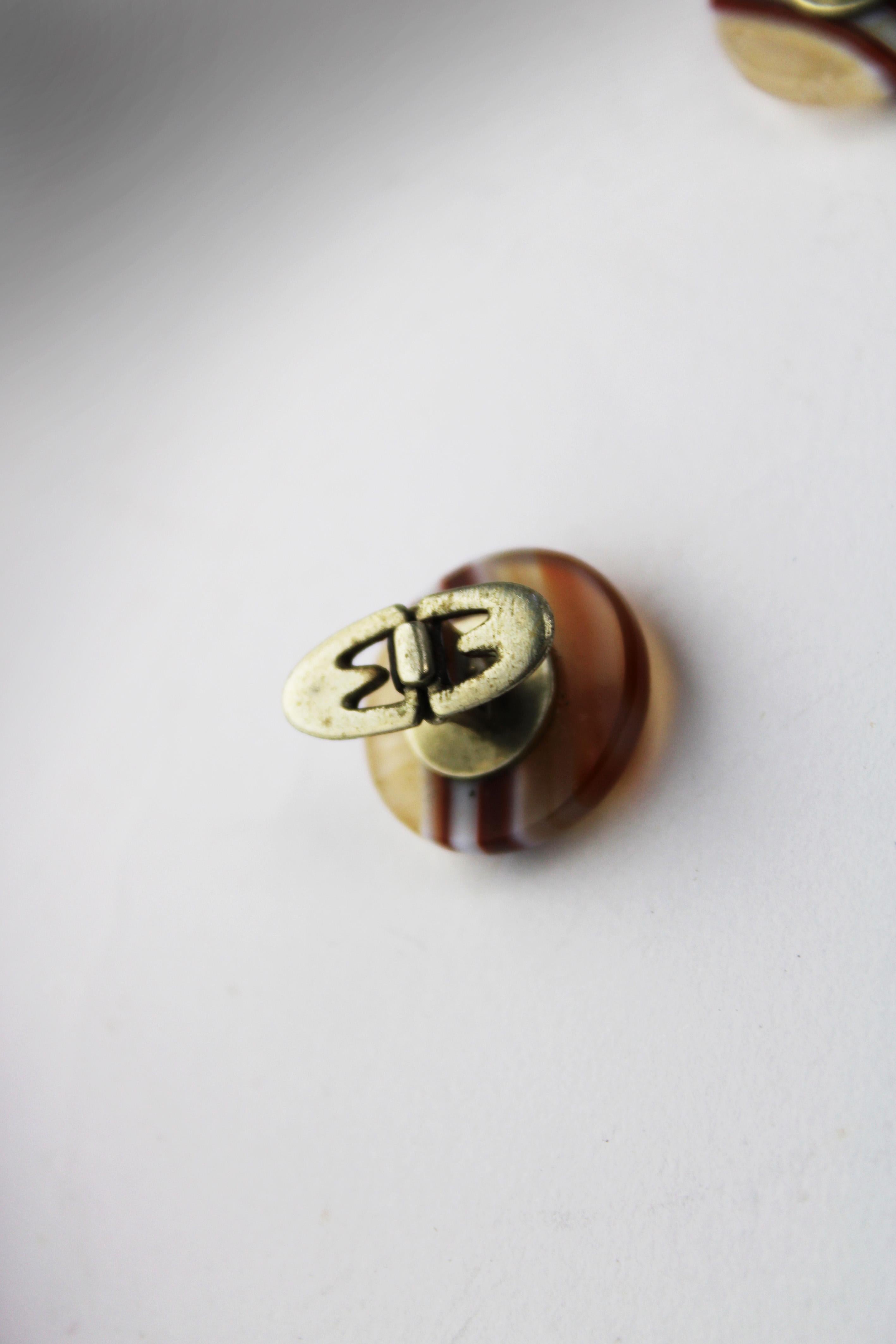 Pair of Scottish Agate Cufflinks polished stone Art Deco 1900 Scotland 2