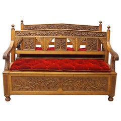 Pair of Scottish Oak Hall Benches from Skibo Castle