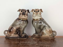 Pair of Scottish Pug Dog Pottery Figures for Mantel Display