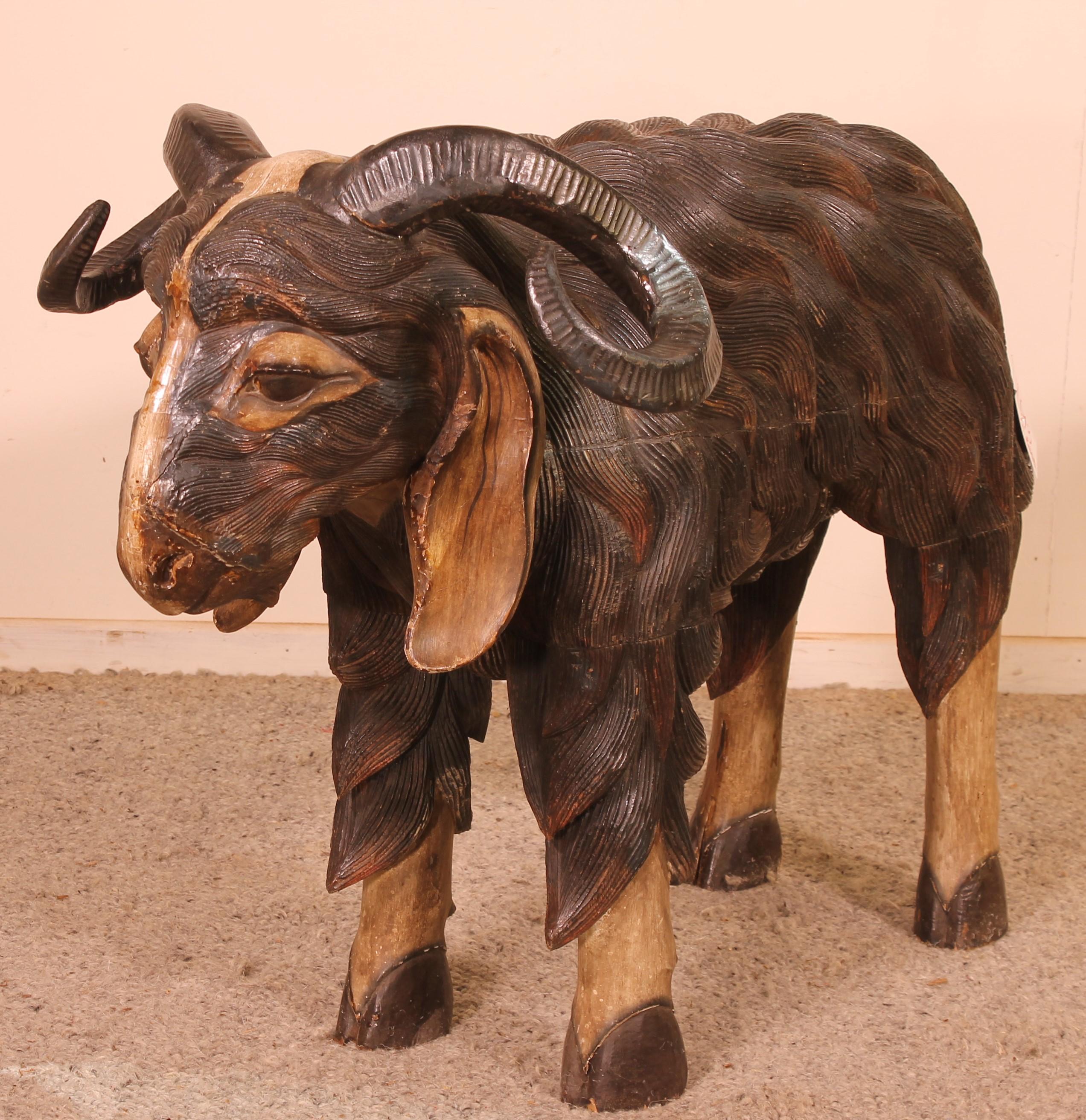 Pair of Scottish Ram in Polychrome Wood, 19 Century For Sale 12
