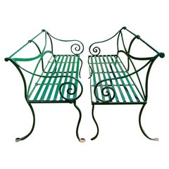 Pair of Scottish Regency Wrought Iron Benches, CA 1820