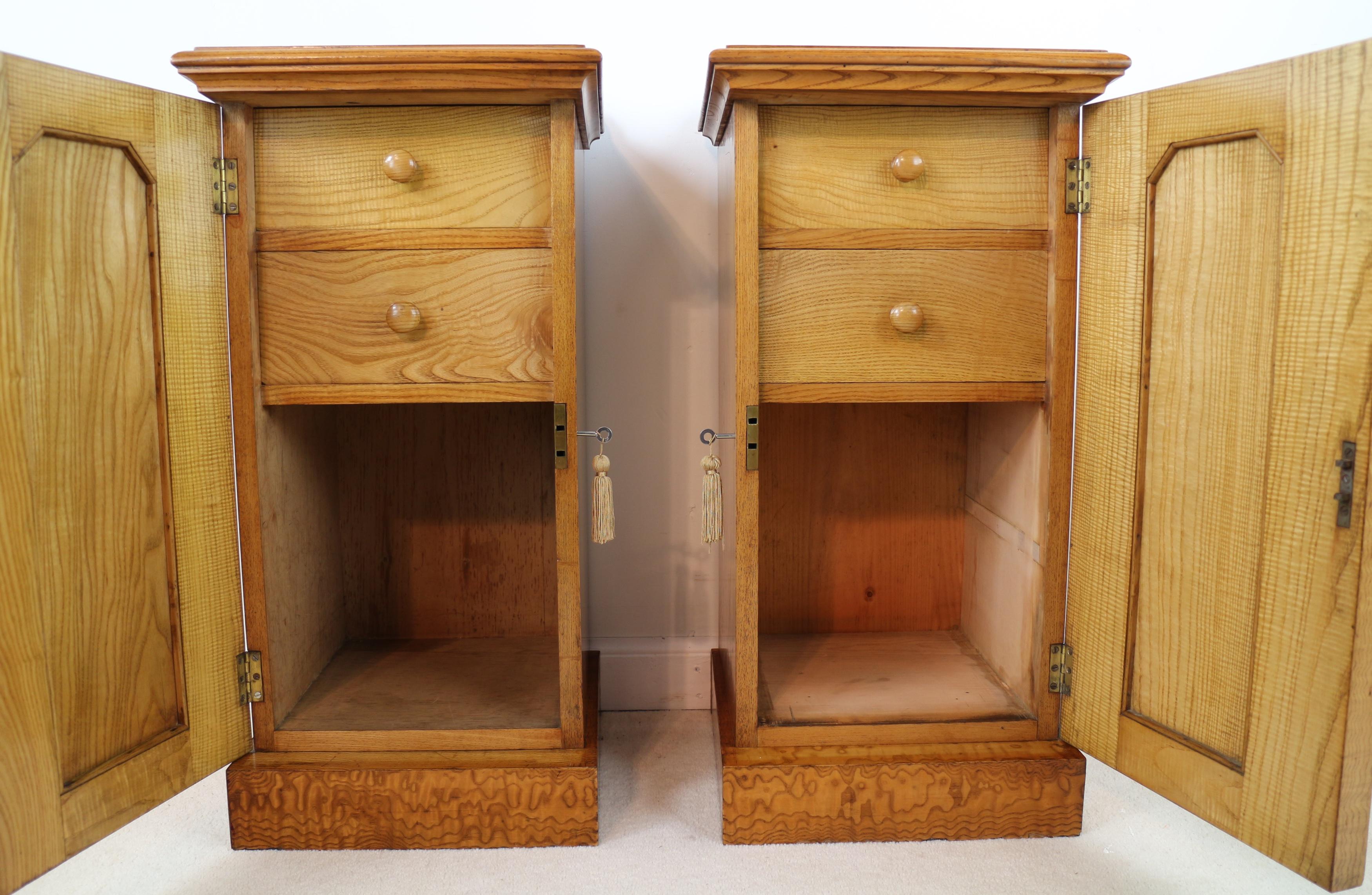 Pair of Scottish William IV Burr Elm Bedside Cabinets or Cupboards, circa 1830 5