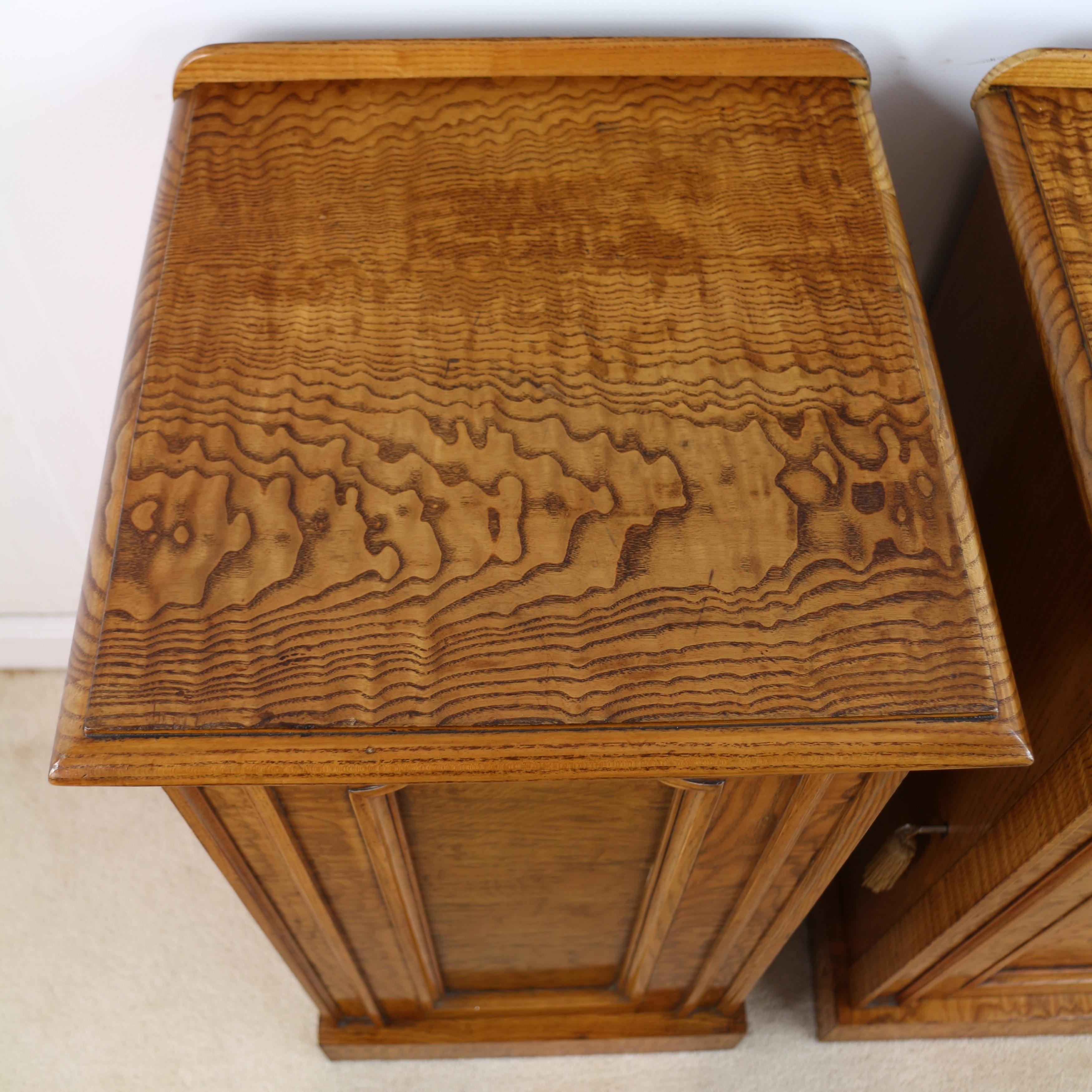 Brass Pair of Scottish William IV Burr Elm Bedside Cabinets or Cupboards, circa 1830