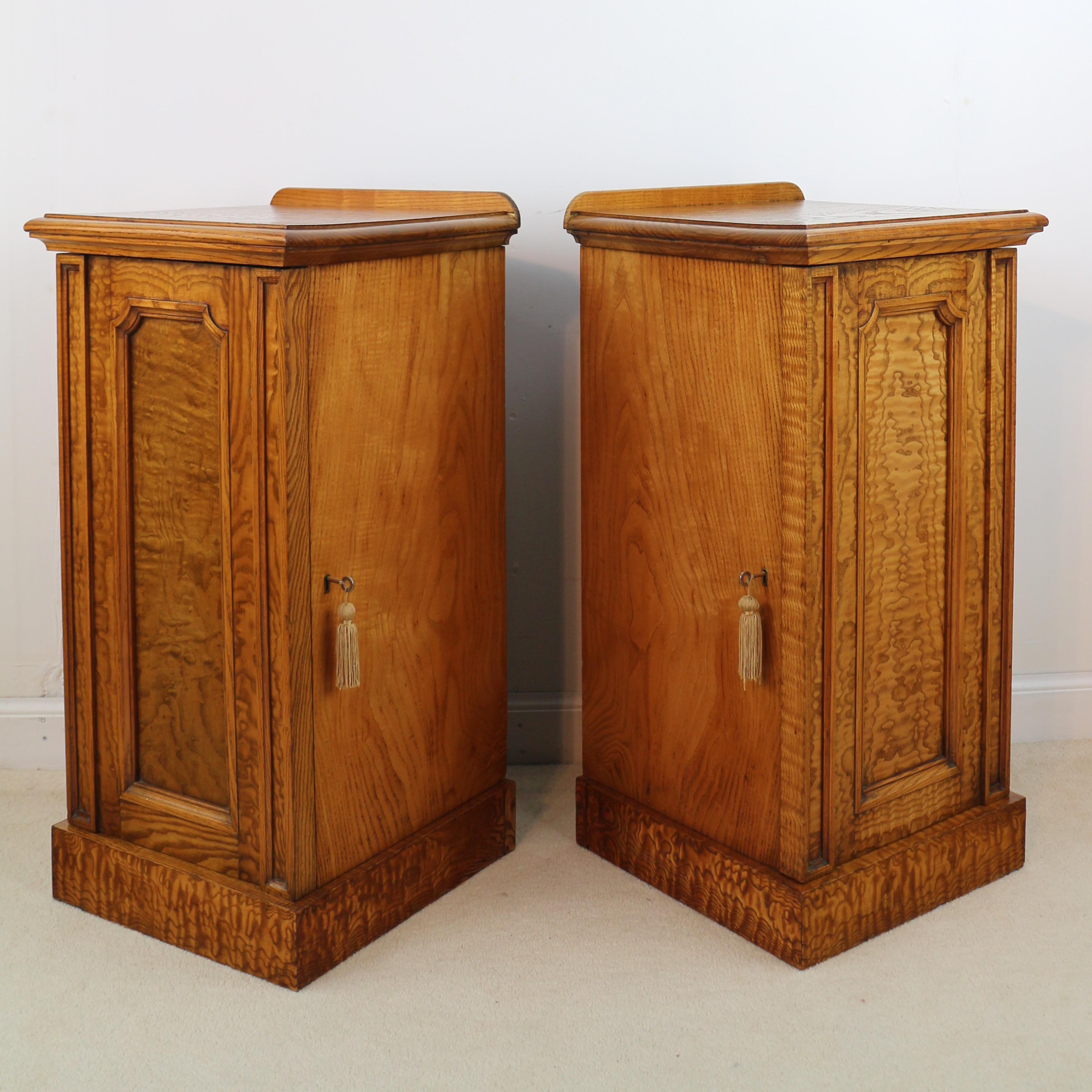 Pair of Scottish William IV Burr Elm Bedside Cabinets or Cupboards, circa 1830 2