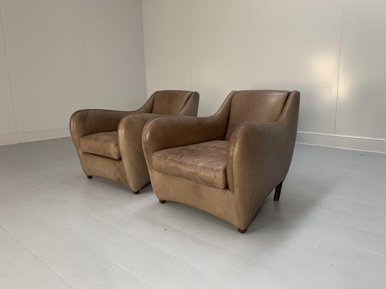 Cuir Paire de fauteuils et poufs SCP Matthew Hilton Balzac - En cuir nubuck