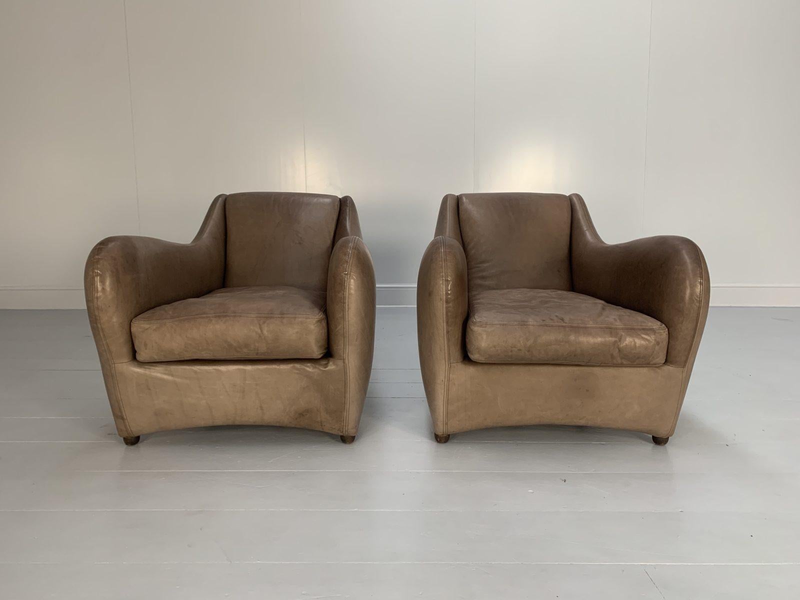 Paire de fauteuils et poufs SCP Matthew Hilton Balzac - En cuir nubuck Bon état à Barrowford, GB