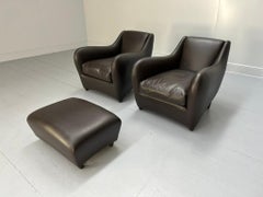 Pair of SCP Matthew Hilton "Balzac" Armchairs & Ottoman - In Nubuck Leather
