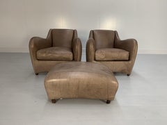 Pair of SCP Matthew Hilton “Balzac” Armchairs & Ottoman – in Nubuck Leather