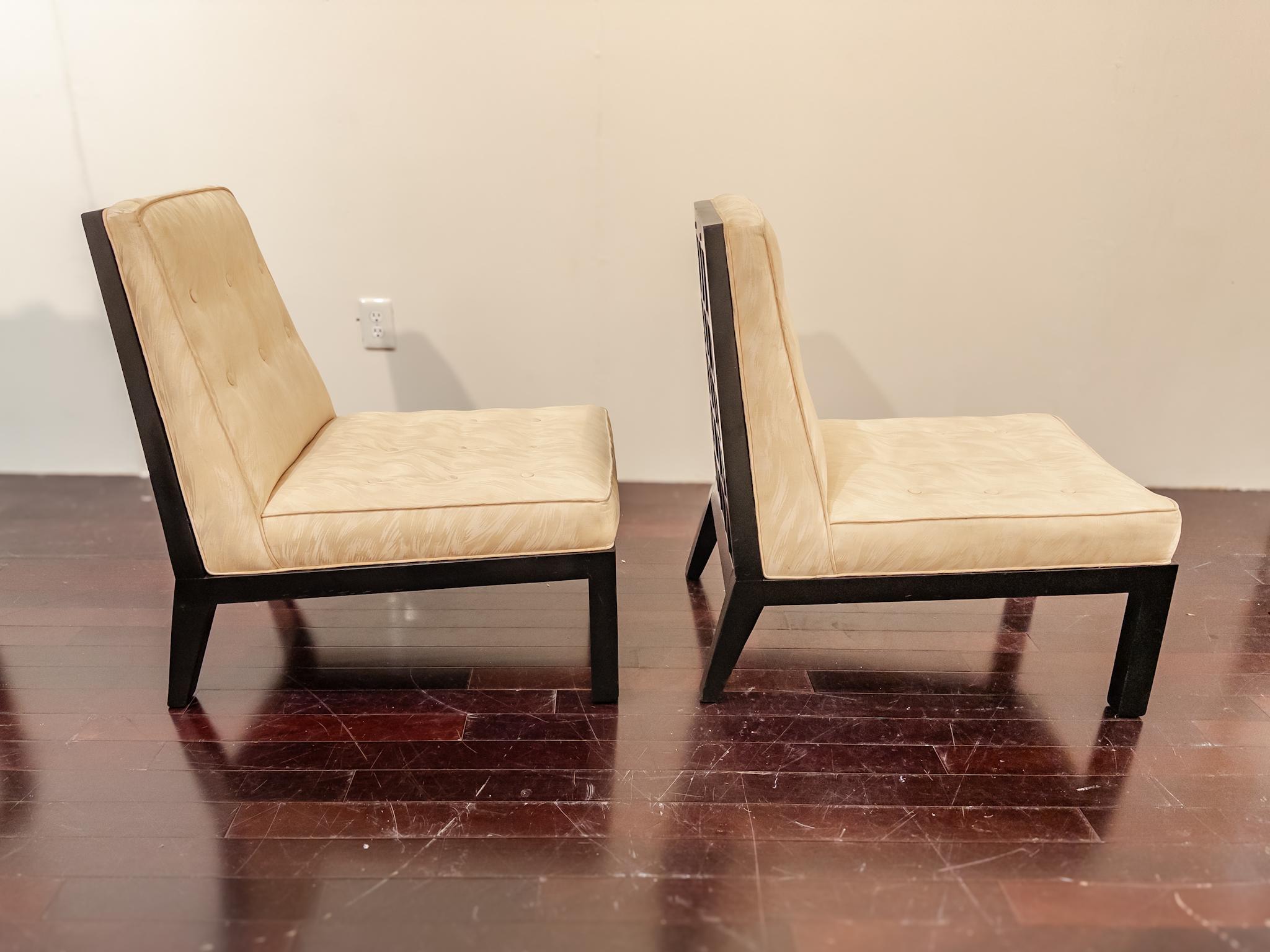 Pair of Screen Back Slipper Chairs in Style of Edward Wormley In Good Condition For Sale In Houston, TX