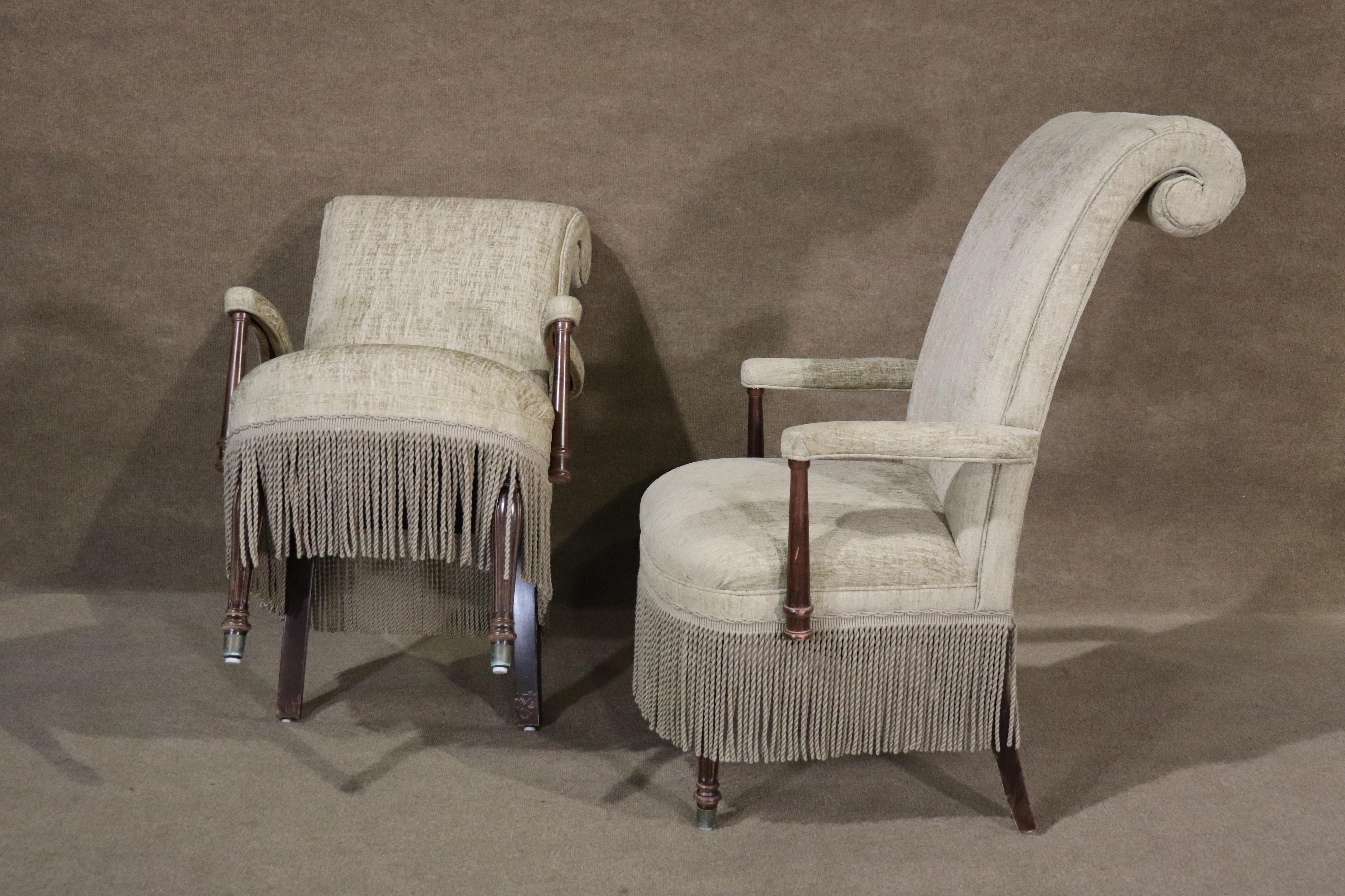 20th Century Pair of Scroll-back Armchairs  For Sale