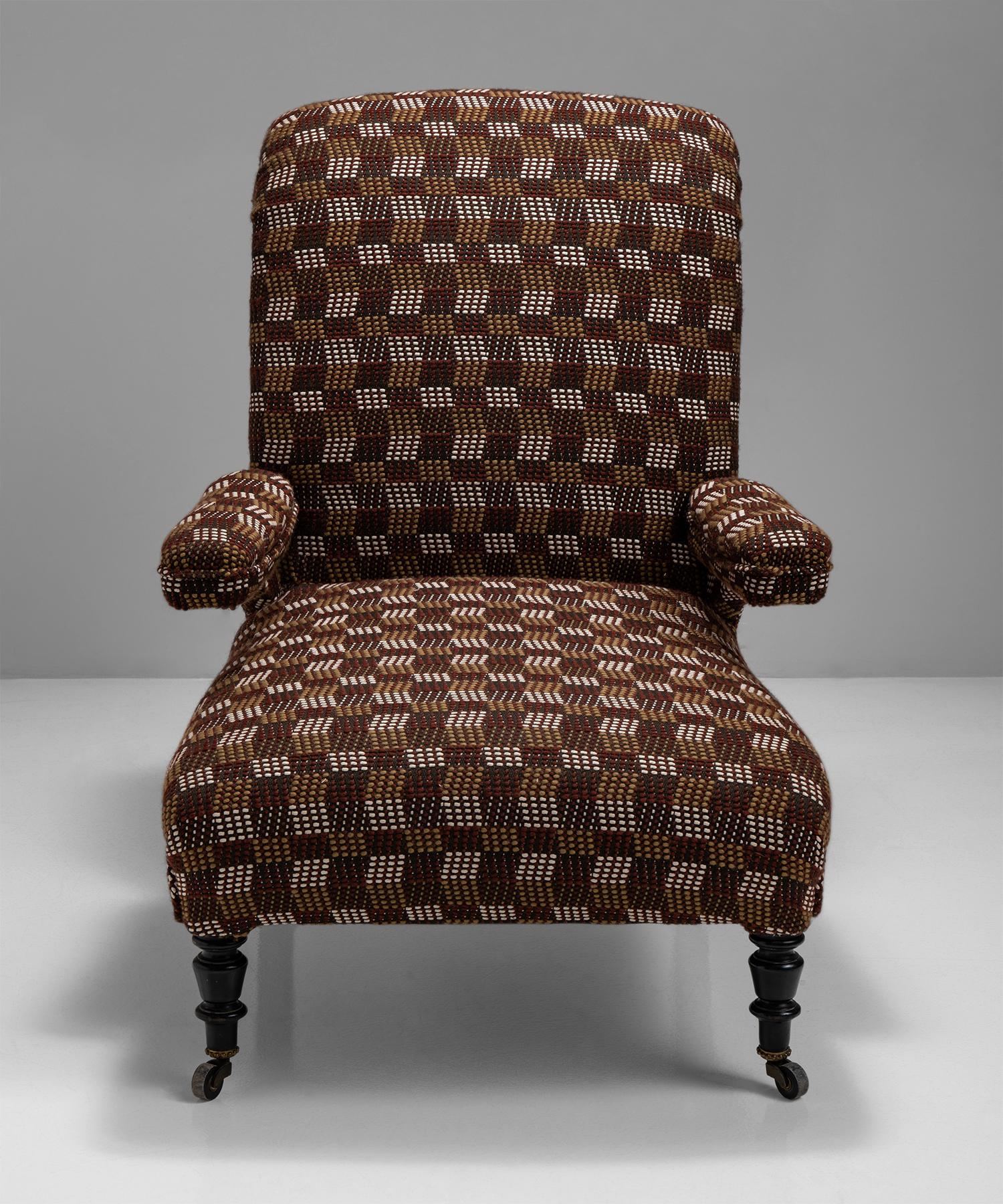 French Pair of Scroll Back Armchairs in Wool Blend from Pierre Frey, France, Circa 1890