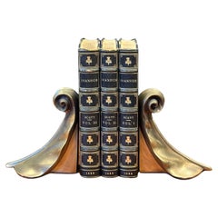 Pair of Scroll Leaf Brass Bookends by Craftsman