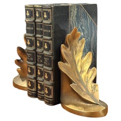 Pair of Scroll Leaf Brass Bookends by Philadelphia Manufacturing Company (PMC)