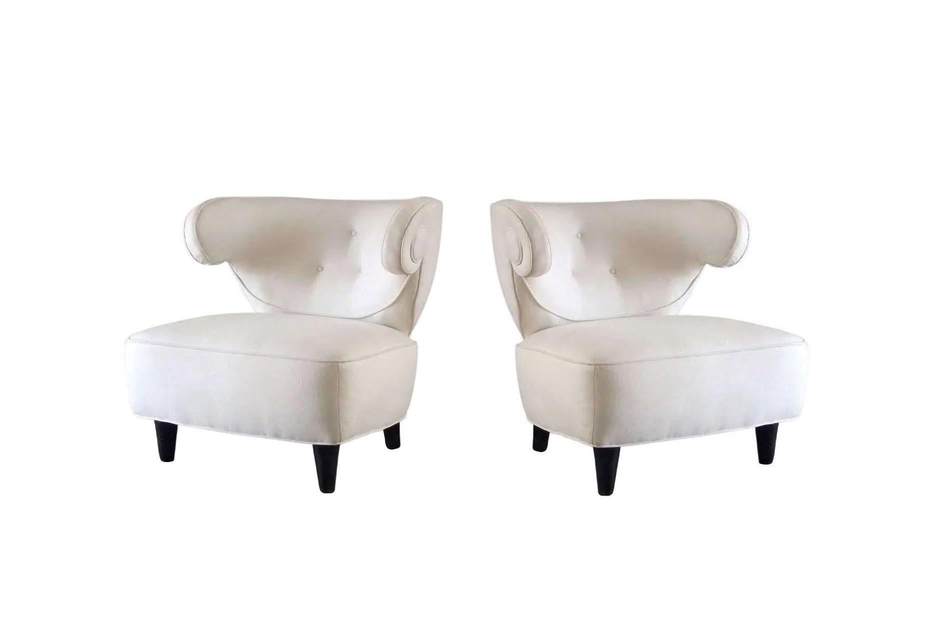 Pair of Scrolled-Arm Chairs by Paul László, 1940s In Excellent Condition For Sale In Dallas, TX