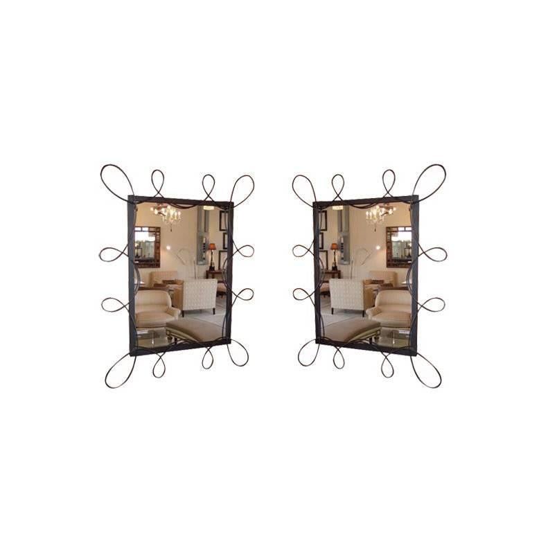 Pair of Scrolled Iron Mirrors