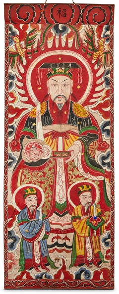 Pair of Scrolls: Chinese Court Figures (Taoist Ceremonial Painting)