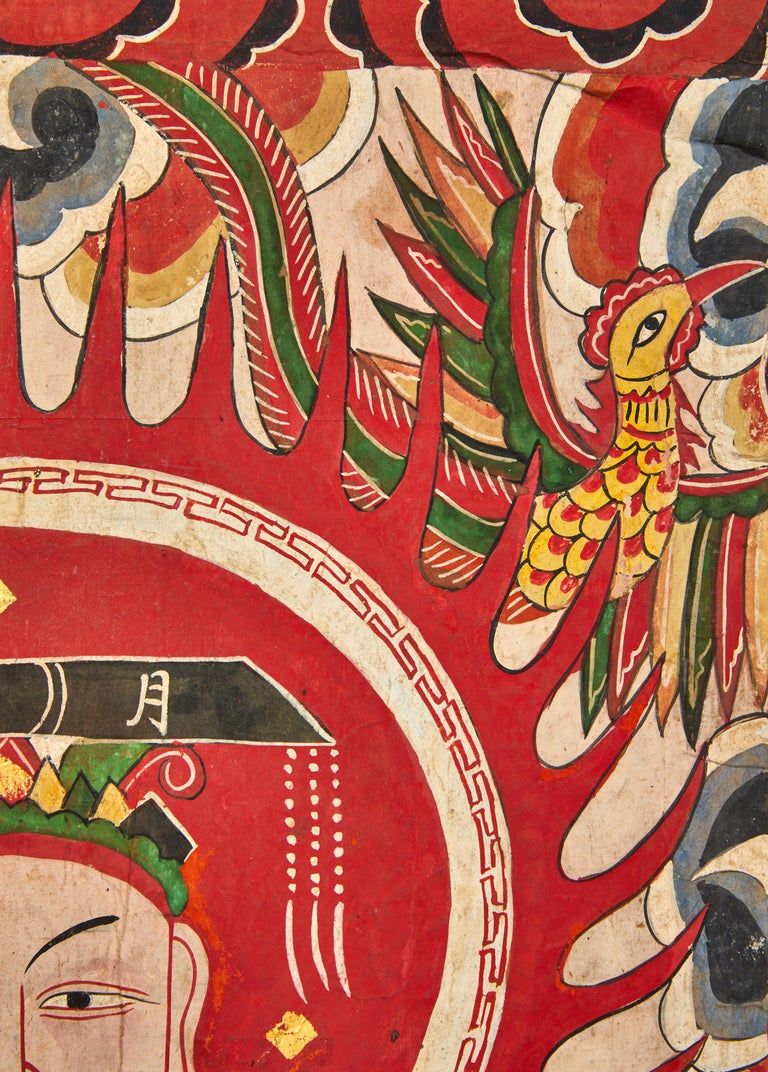 Par de Pergaminos: Figuras de la corte china (Pintura ceremonial taoísta)  en venta en 1stDibs España, image size:768x1072