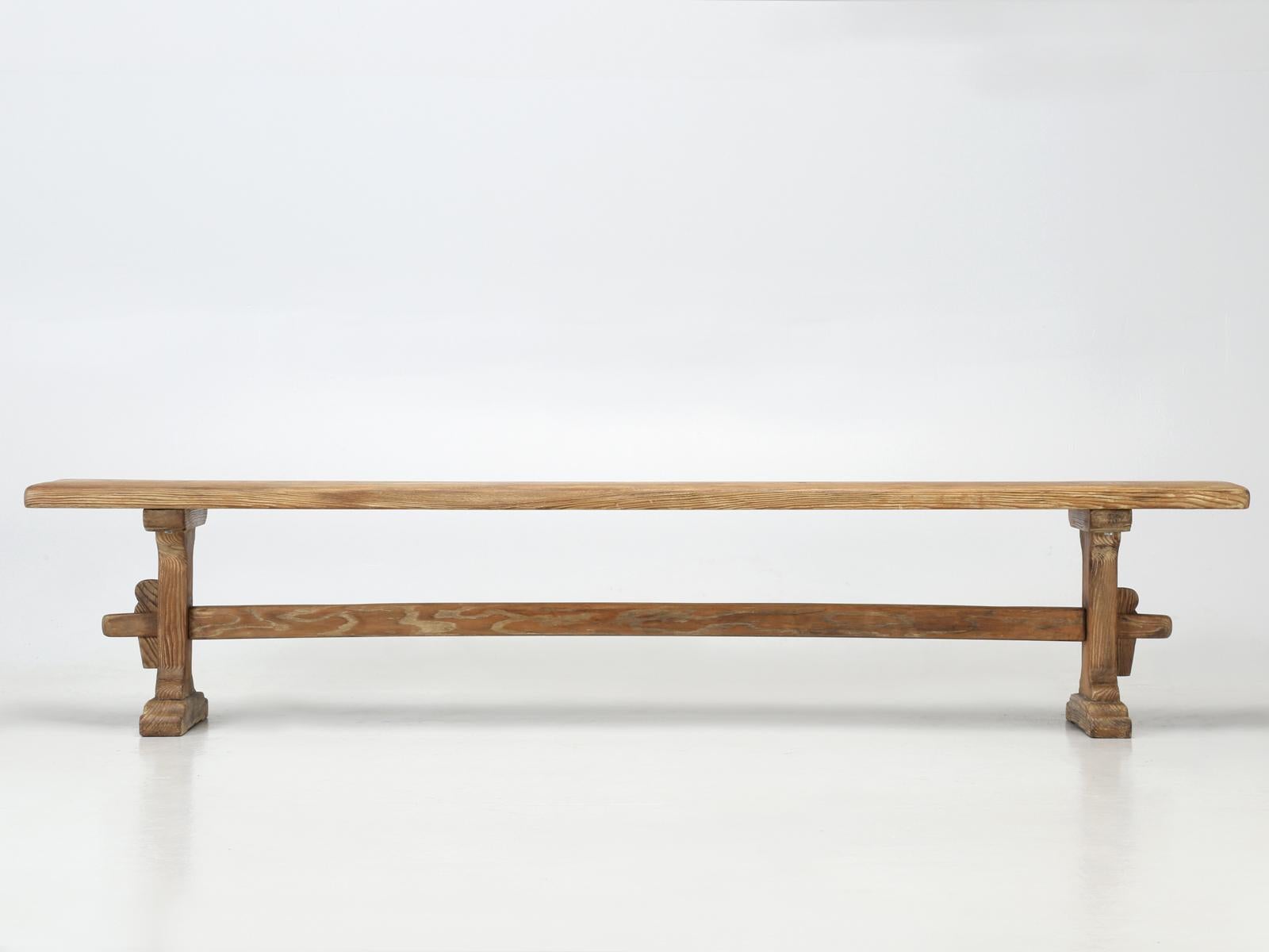 Pair of Scrubbed Pine Farmhouse Table Benches, Fully Restored Structurally 11