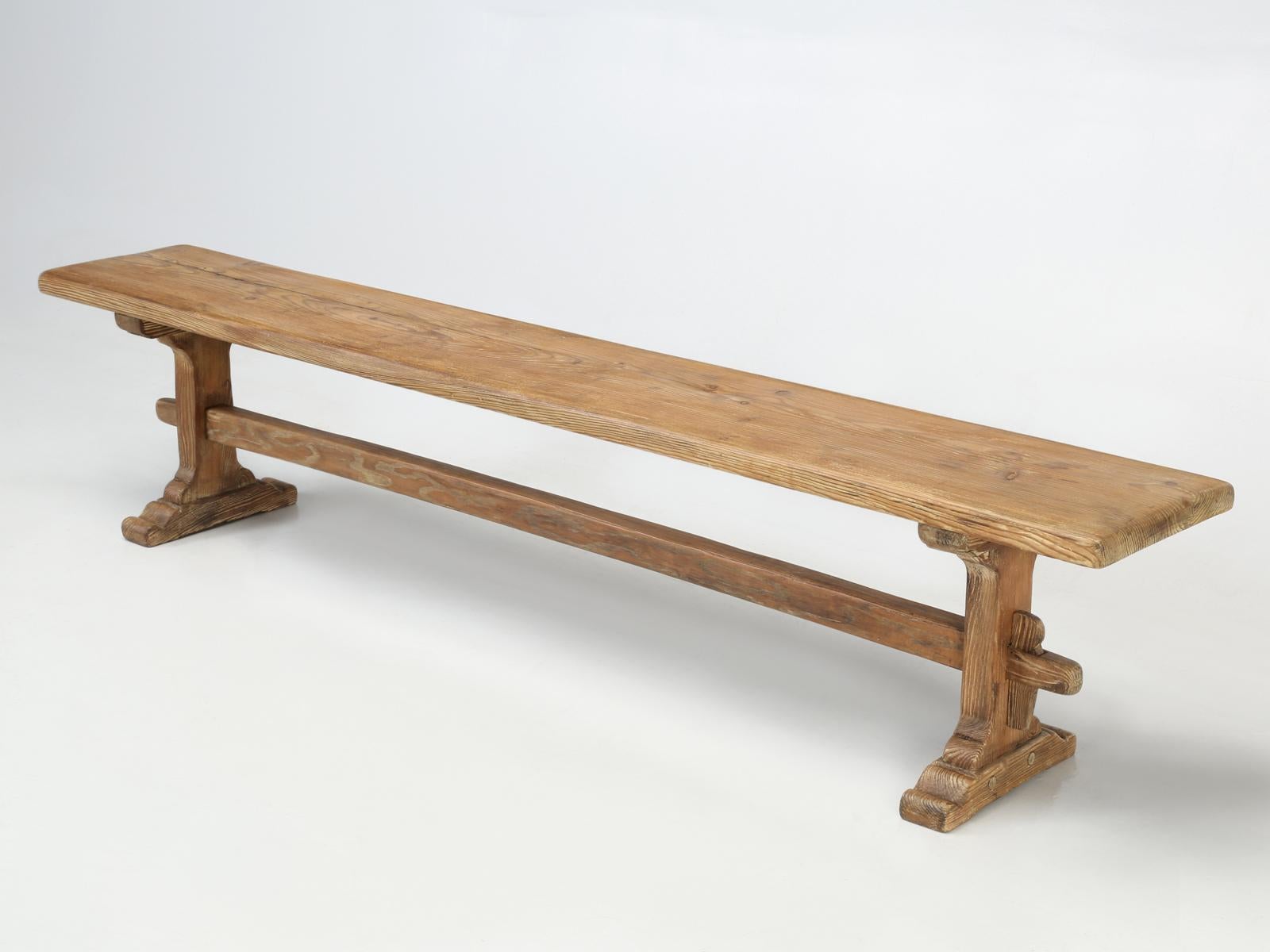Pair of Scrubbed Pine Farmhouse Table Benches, Fully Restored Structurally 12