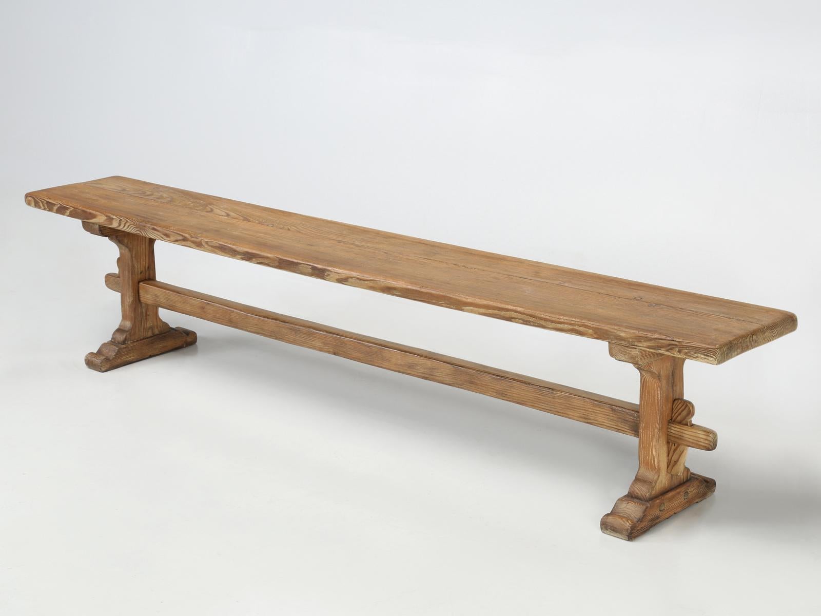 Pair of Scrubbed Pine Farmhouse Table Benches, Fully Restored Structurally 13