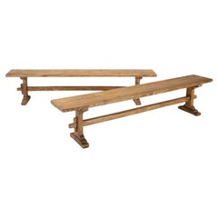 Pair of Scrubbed Pine Farmhouse Table Benches, Fully Restored Structurally