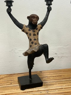 Pair of Scully and Scully, dancing monkeys hand painted cast iron