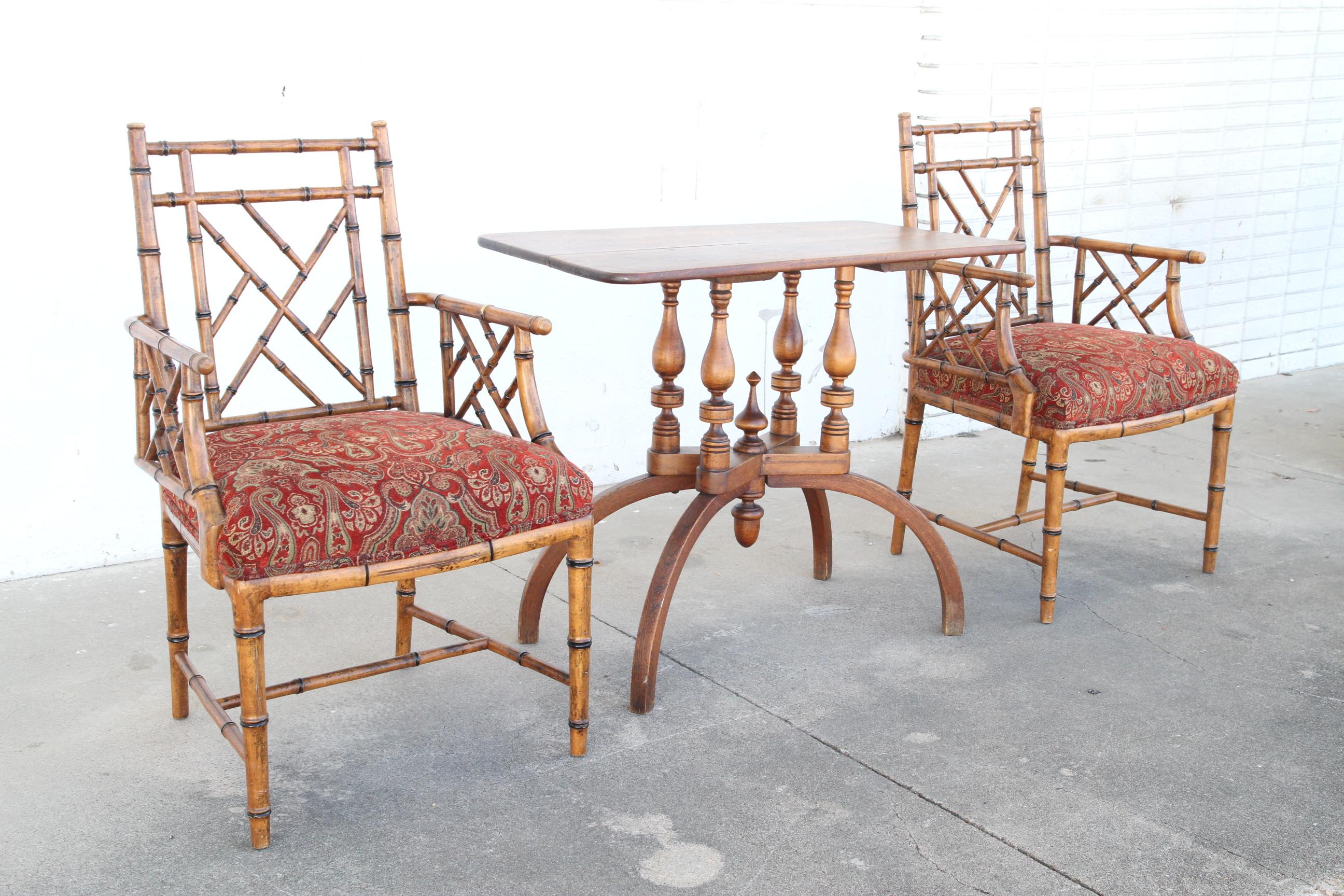 Pair Of Scully & Scully FAUX BAMBOO ARM CHAIRS In Good Condition In Pasadena, TX