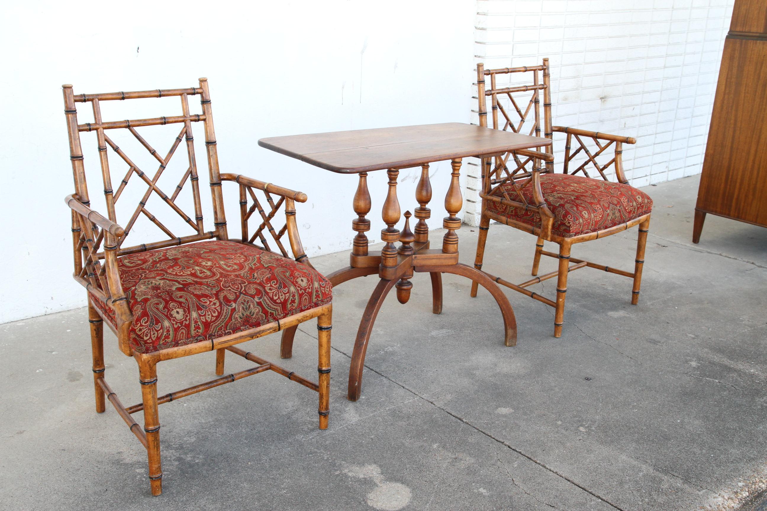 19th Century Pair Of Scully & Scully FAUX BAMBOO ARM CHAIRS
