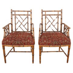 Antique Pair Of Scully & Scully FAUX BAMBOO ARM CHAIRS