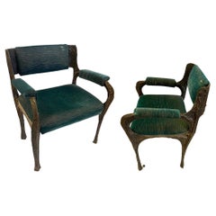 Pair of Sculpted Armchairs Rare by Paul Evans for Directional