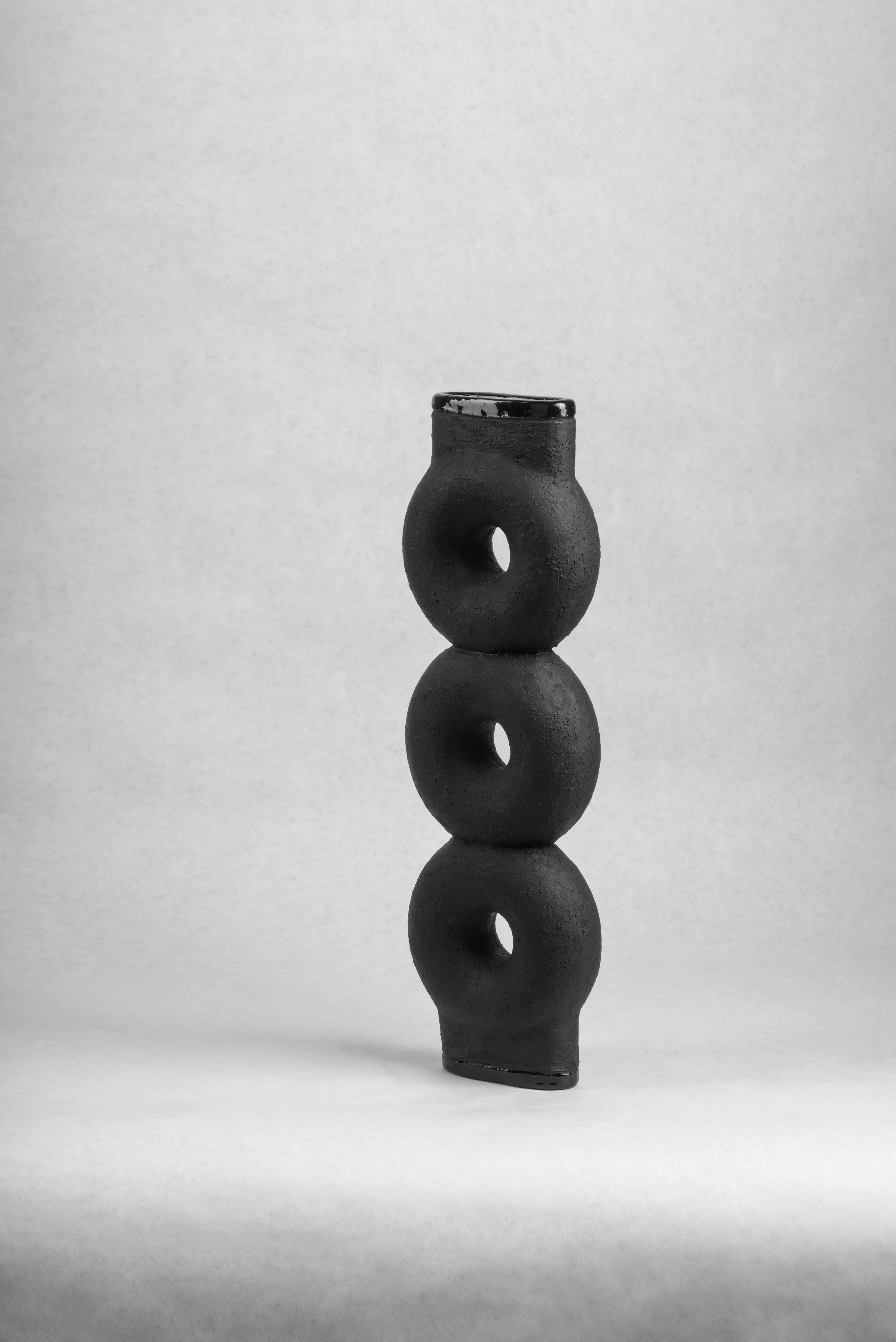Organic Modern Pair of Sculpted Ceramic Vase by FAINA