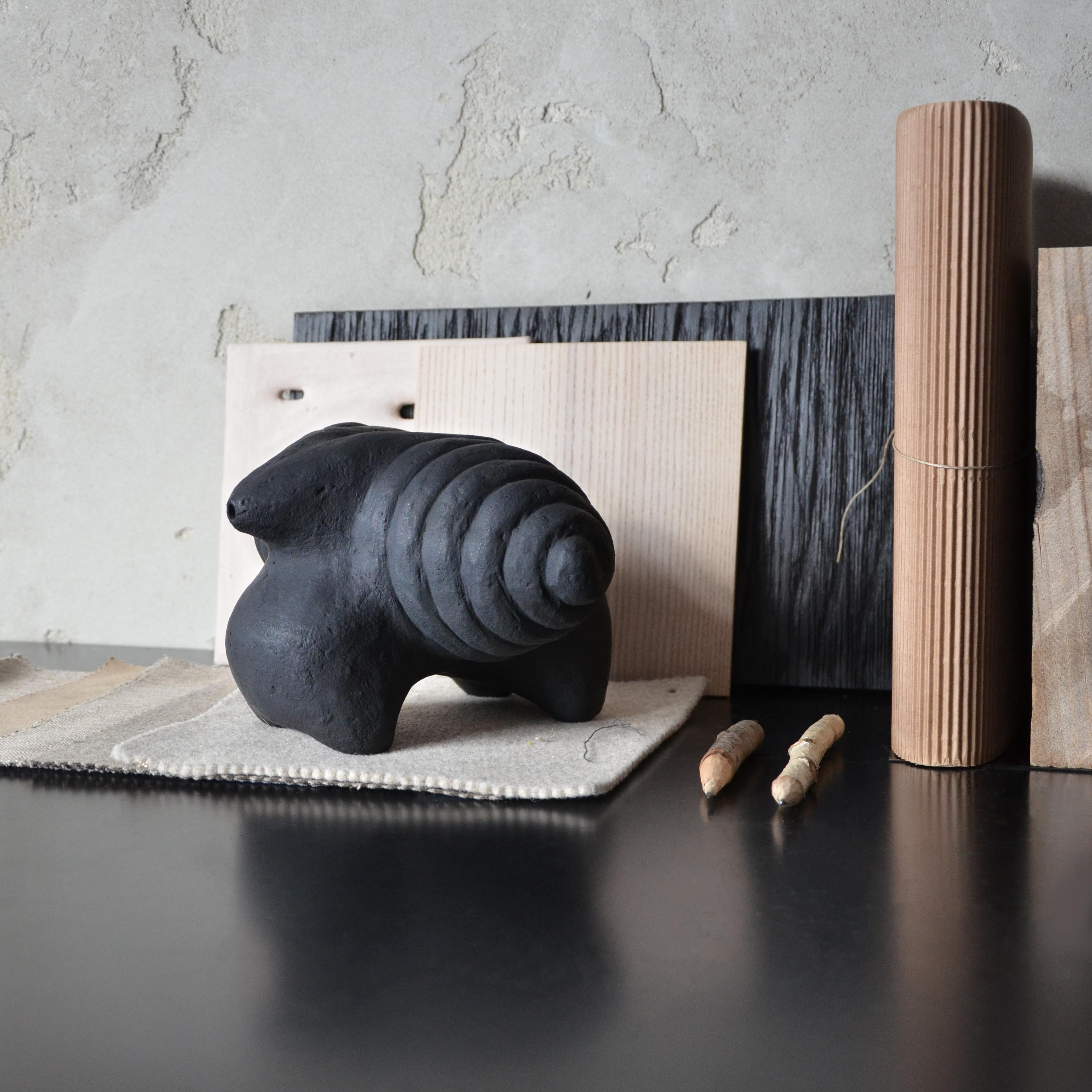Organic Modern Pair of Sculpted Ceramic Vase by Faina