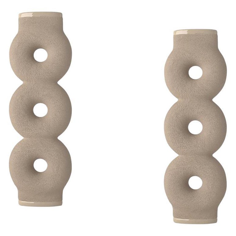Pair of Sculpted Ceramic Vase by Faina