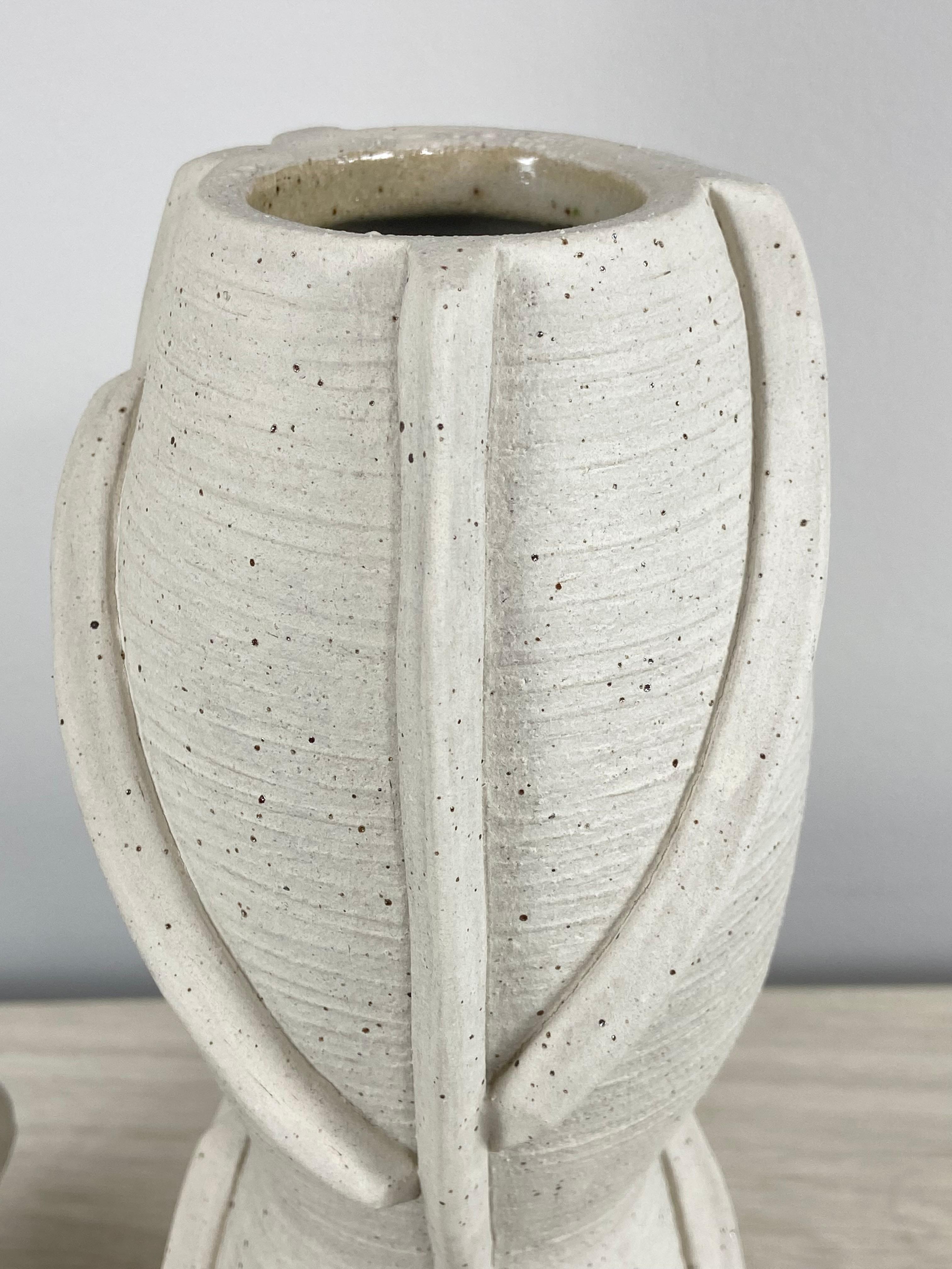 Pair of Sculpted Ceramic Vases by Titia Estes For Sale 2