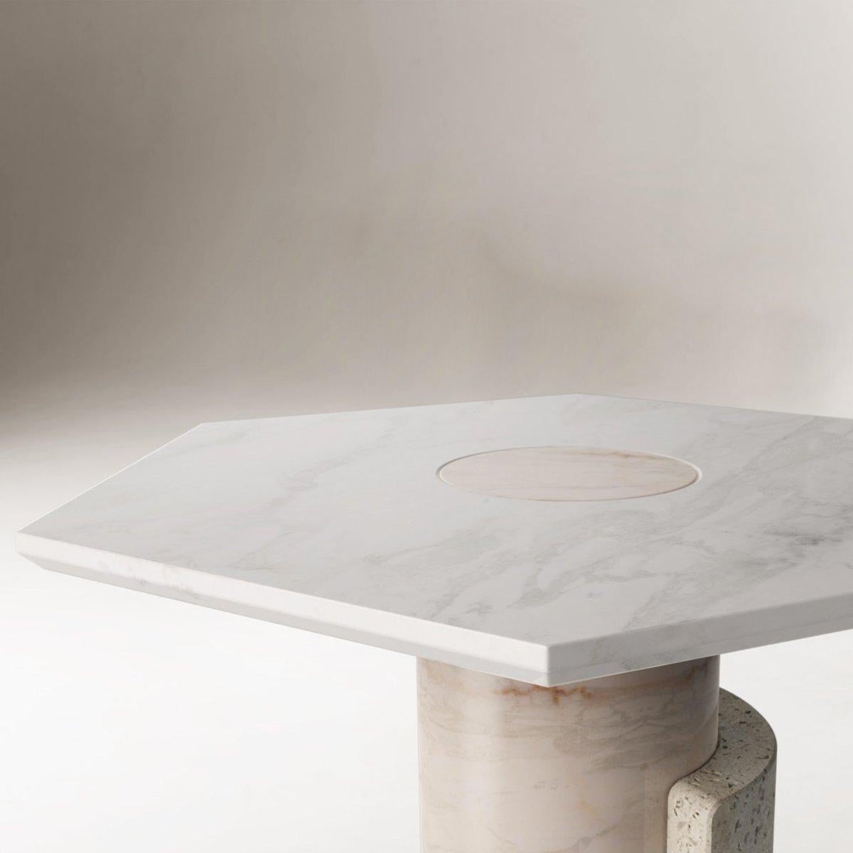 Modern Pair of Sculpted Contemporary Marble Side Table by Dooq